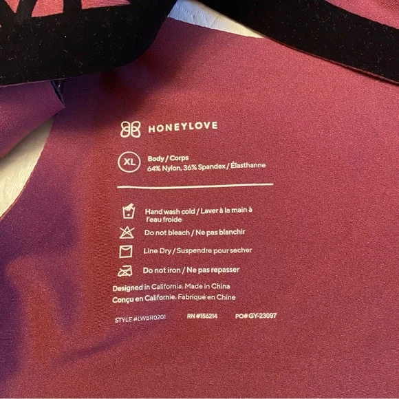 Honeylove Women's SoftForm Silhouette Maroon and Black Bra- XL - Picture 4 of 5